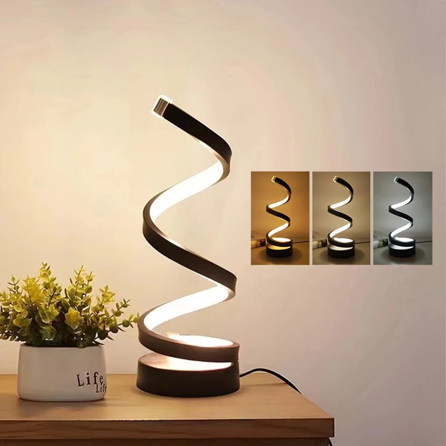 Spirale Tischlampe | Dimmbare moderne USB Schreibtischlampe | Nachttischlampe | Tischlampe