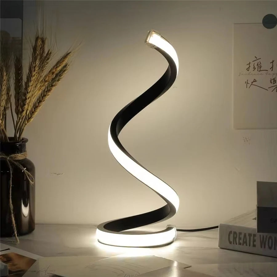 Spirale Tischlampe | Dimmbare moderne USB Schreibtischlampe | Nachttischlampe | Tischlampe