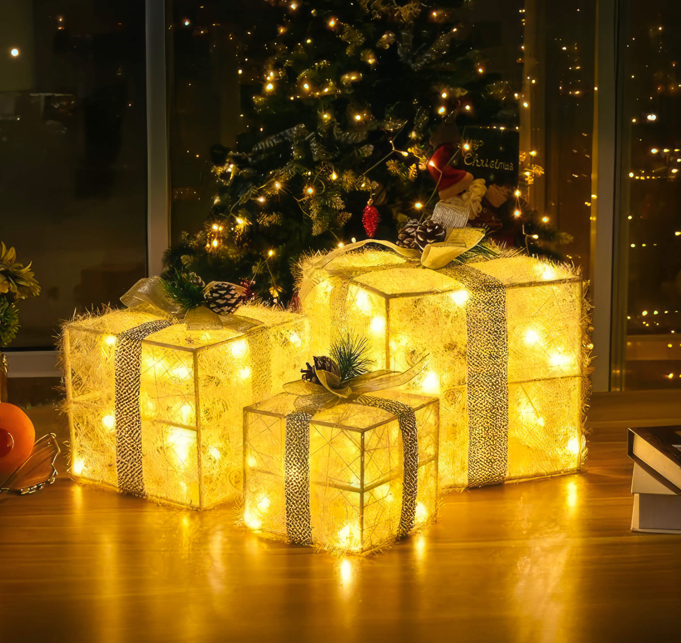 Goldglanz-Geschenkbox-Set –– Elegante Geschenkverpackung für das perfekte Weihnachtsgeschenk