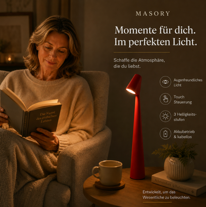 NordicLight - Kabellose Nachttischlampe und Leselampe mit Akku im Modernen Skandinavischen Design