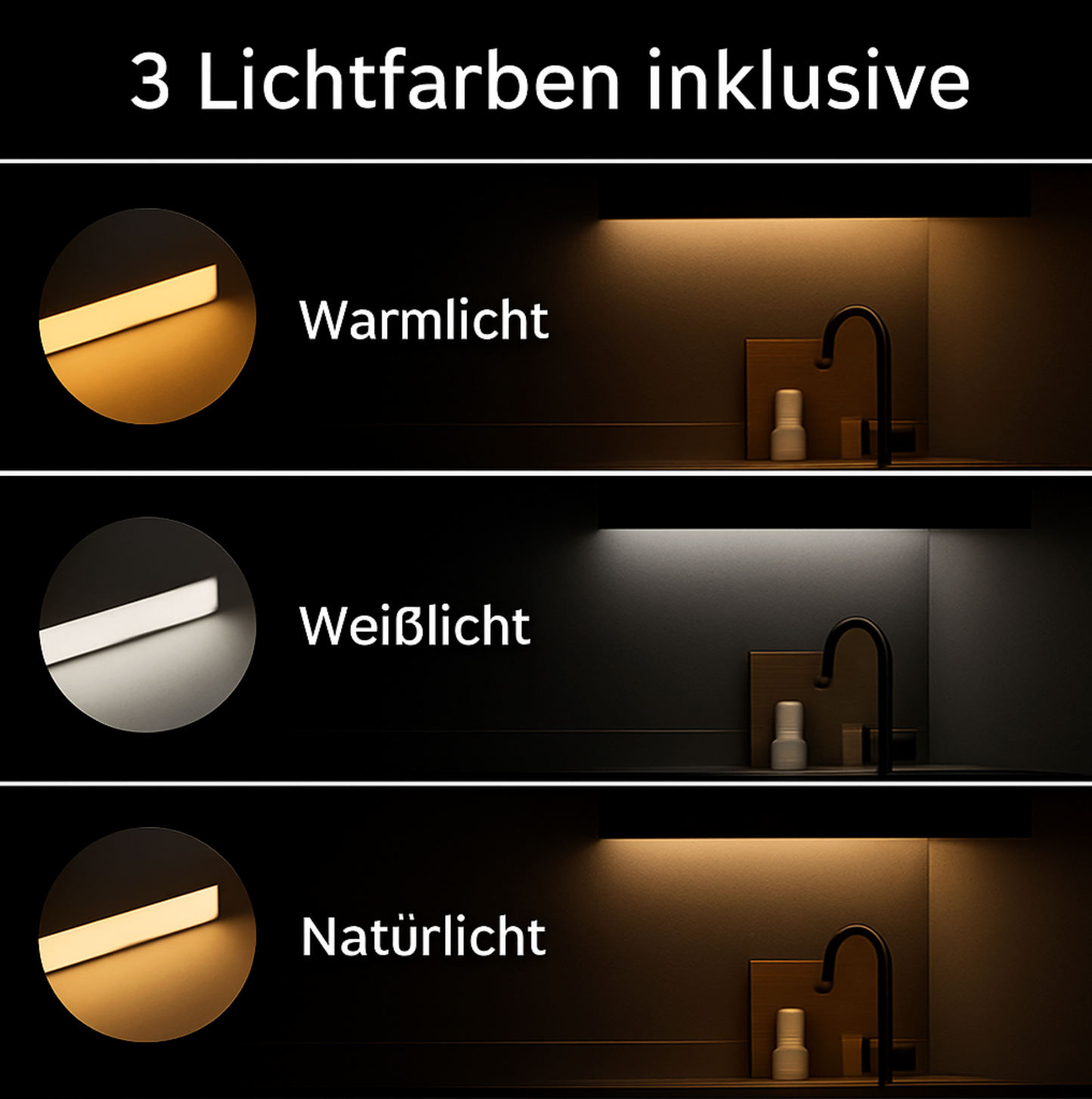 LumiKüche- LED Unterbauleuchte Küche mit Bewegungsmelder - Kabellos und Dimmbar