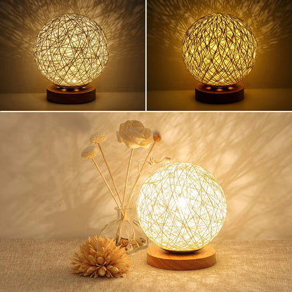 MoonLuxe | Handgefertigte dimmbare Rattan-Tischlampe